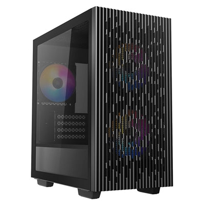 DeepCool, DeepCool MATREXX 40 3FS Case, Gaming, Black, Micro Tower, 1 x USB 3.0 / 1 x USB 2.0, Tempered Glass Side Window Panel, Mesh Front Panel for Optimized Airflow, Tri-Colour LED Fans, Micro ATX, Mini-ITX, Micro Tower