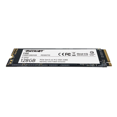 Patriot P300 (P300P128GM28) 128GB NVMe SSD, M.2 Interface, PCIe Gen3, 2280, Read 1600MB/s, Write 600MB/s, 3 Year Warranty - PC Gear UK