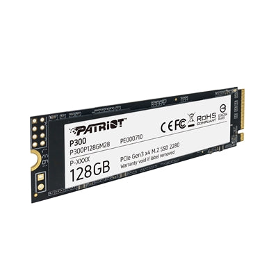 Patriot P300 (P300P128GM28) 128GB NVMe SSD, M.2 Interface, PCIe Gen3, 2280, Read 1600MB/s, Write 600MB/s, 3 Year Warranty - PC Gear UK