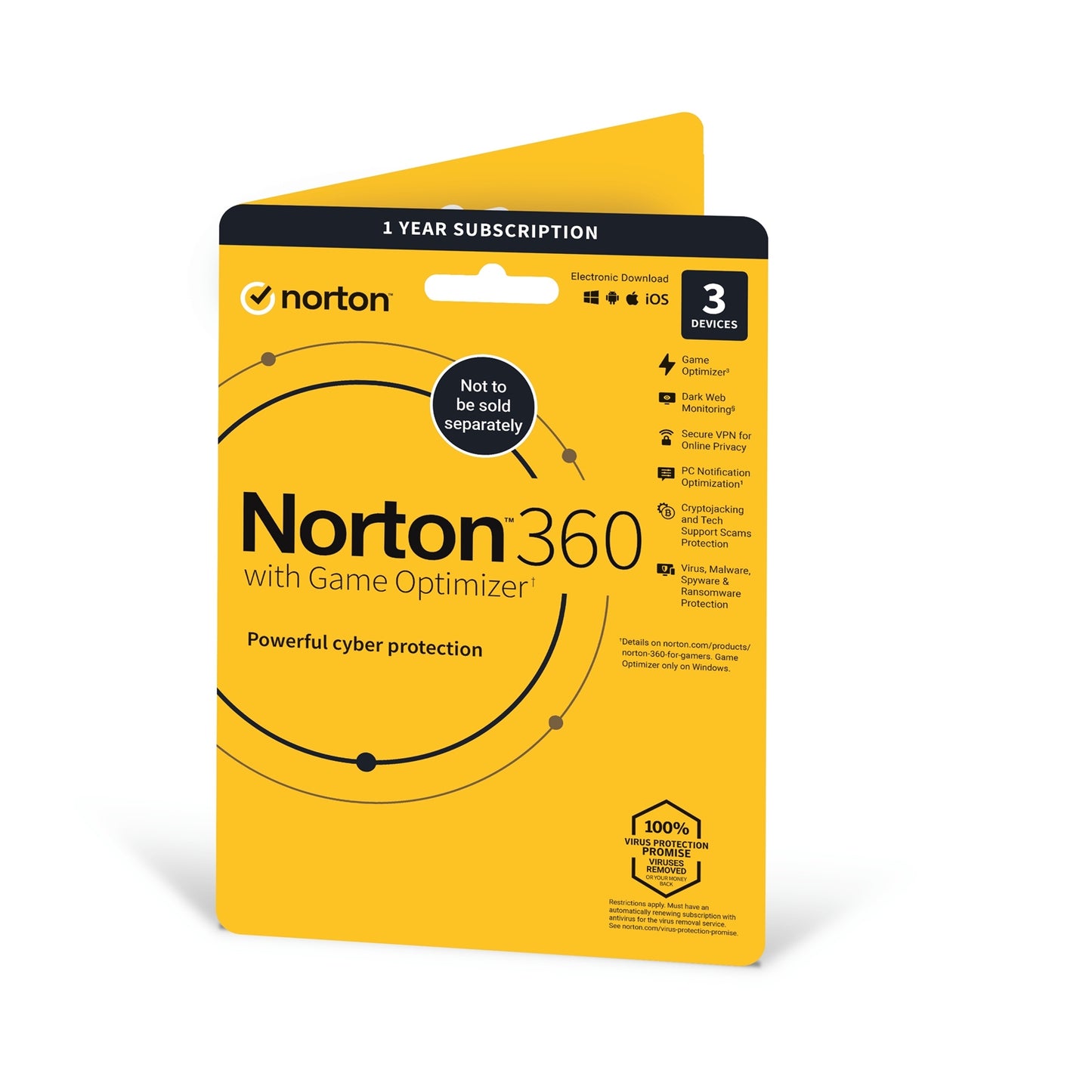 Norton 360 with Game Optimizer - 3 Devices, 1 Year Subscription