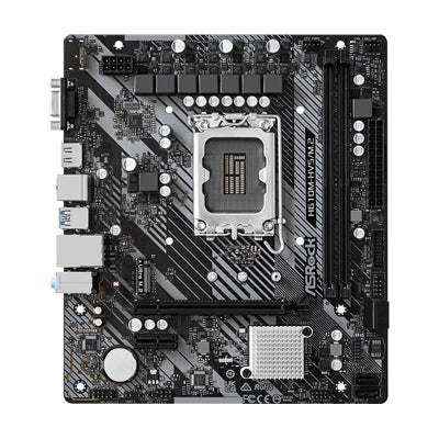 ASRock, ASRock H610M-HVS/M.2 R2.0 Super Alloy Intel 1700 Socket Motherboard, Micro-ATX, 2x DDR4 Slots, 1x M.2 Socket, GbE LAN, 1x D-Sub / 1x HDMI Port, Intel H610, Micro ATX Form Factor: 8.76-in x 7.4-in, 22.3 cm x 18.8 cmSolid Capacitor design