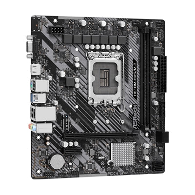 ASRock, ASRock H610M-HVS/M.2 R2.0 Super Alloy Intel 1700 Socket Motherboard, Micro-ATX, 2x DDR4 Slots, 1x M.2 Socket, GbE LAN, 1x D-Sub / 1x HDMI Port, Intel H610, Micro ATX Form Factor: 8.76-in x 7.4-in, 22.3 cm x 18.8 cmSolid Capacitor design