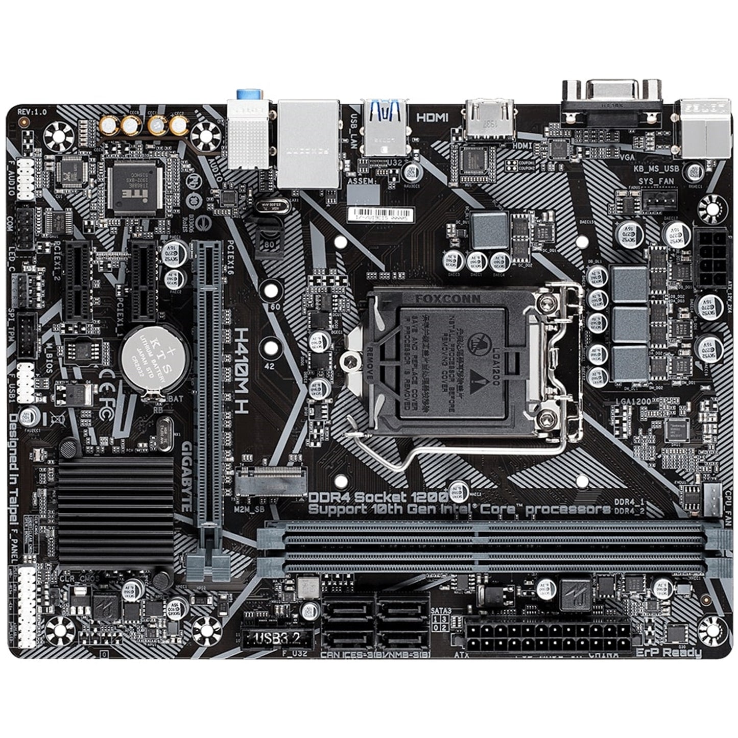 Gigabyte H410M H V2 Ultra Durable Intel 1200 Socket Motherboard, Micro-ATX, 2x DDR4 Slots, 1x M.2 Socket, GbE LAN, 1x D-Sub / 1x HDMI Port - PC Gear UK