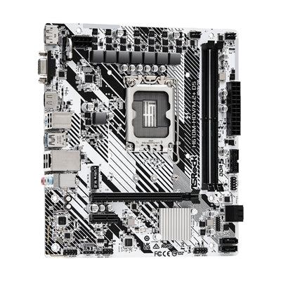 ASRock, ASRock H610M-HDV/M.2+ D5 Intel 1700 Socket Motherboard, Micro-ATX, 2x DDR5 Slots, 1x M.2 Socket, 1x USB-C Port, GbE LAN, 1x D-Sub / 1x DisplayPort / 1x HDMI Port, Intel� H610, Micro ATX Form Factor: 8.66-in x 7.6-in, 22.0 cm x 19.3 cm