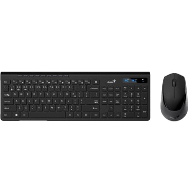 Genius SlimStar 8230 Bluetooth 5.3 and 2.4GHz Wireless Keyboard and Mouse Set, 12 Multimedia Function Keys, Full Size UK Layout, Optical Sensor Mouse, 1200dpi, Connect up to 3 devices simultaneously - PC Gear UK