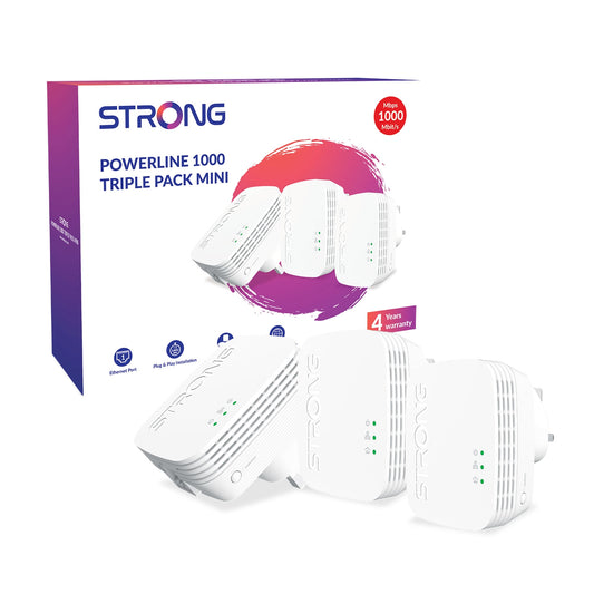 Strong POWERL1000TRIMINIUK AV1000 Mini Powerline Kit Triple Pack (3 Pack) - PC Gear UK