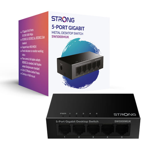 Strong SW5000MUK 5 Port Gigabit Switch (Metal) - PC Gear UK
