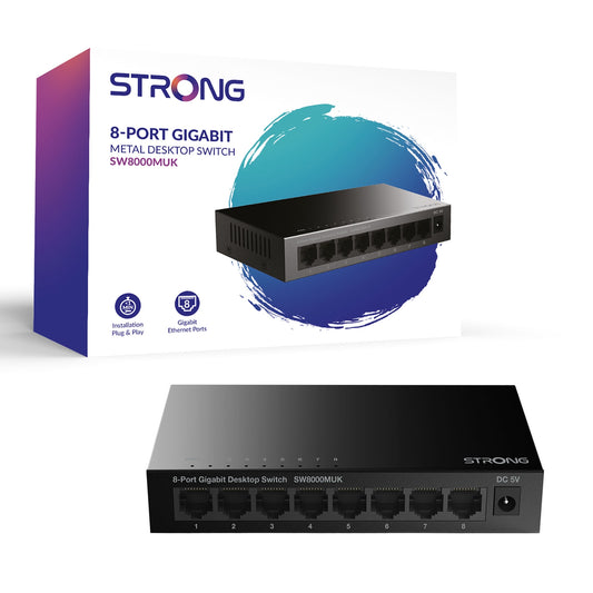 Strong SW8000MUK 8 Port Gigabit Switch (Metal) - PC Gear UK