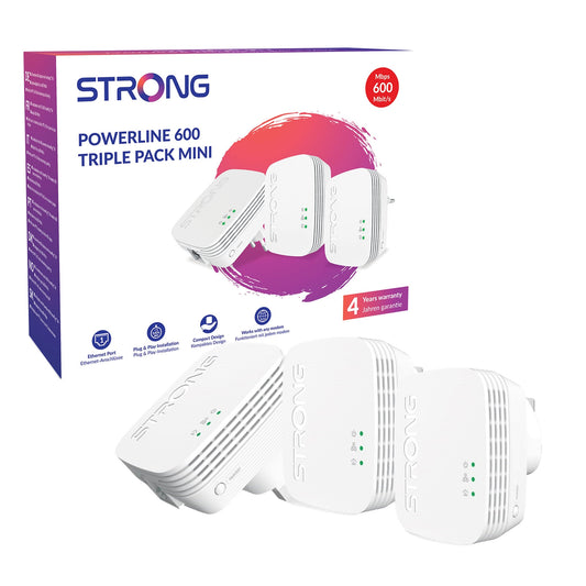 Strong POWERL600TRIMINIUK AV600 Mini Powerline Kit Triple Pack (3 Pack) - PC Gear UK
