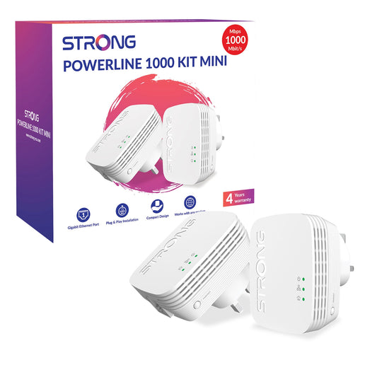 Strong POWERL1000DUOMINIUK AV1000 Mini Powerline Kit (2 Pack) - PC Gear UK
