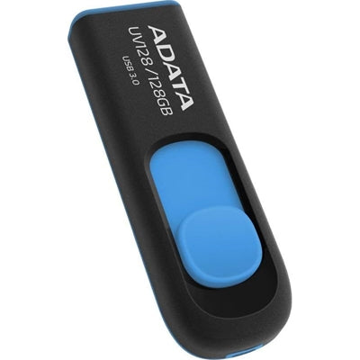 Adata UV128 128GB USB 3.2 Gen1 Flash Drive - Sliding Capless, 100MB/s, Black & Blue