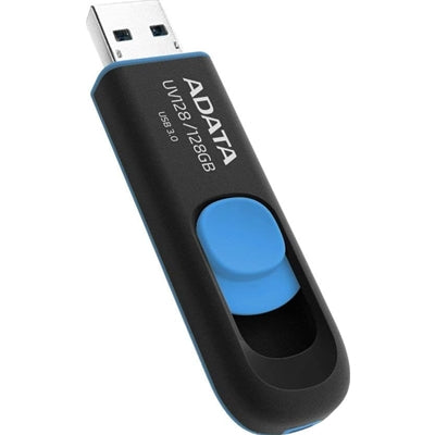 Adata UV128 128GB USB 3.2 Gen1 Flash Drive - Sliding Capless, 100MB/s, Black & Blue