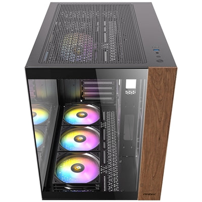 Antec CX800 Wood ARGB, Mid Tower, ATX/mATX/ITX, 270° Tempered Glass, 4x ARGB Fans, Wood Front Panel, Black