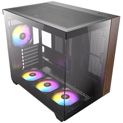 Antec CX800 Wood ARGB, Mid Tower, ATX/mATX/ITX, 270° Tempered Glass, 4x ARGB Fans, Wood Front Panel, Black