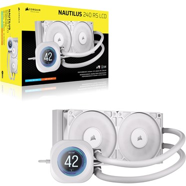 CORSAIR NAUTILUS 240 RS LCD AIO Cooler | 480x480 IPS Display | 2x 120mm | LGA1851 / AM5 | White