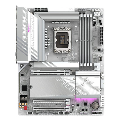 Gigabyte Z890 AORUS ELITE WIFI7 ICE Intel 1851 Socket Motherboard, ATX, 4x DDR5 Slots, 4x M.2 Sockets, 2x USB-C Port, Fitted I/O Shield, 2.5GbE LAN, Wi-Fi 7, 1x DisplayPort / 1x HDMI / 1x USB-C (USB4) - PC Gear UK