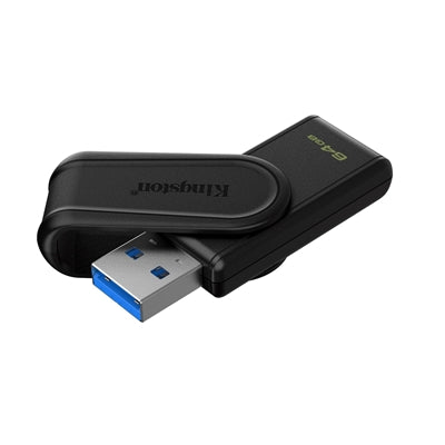 Kingston DataTraveler Exodia S DTXS/64GB USB Flash Drive, 64GB, USB 3.2,Black, Swivel Cap Design