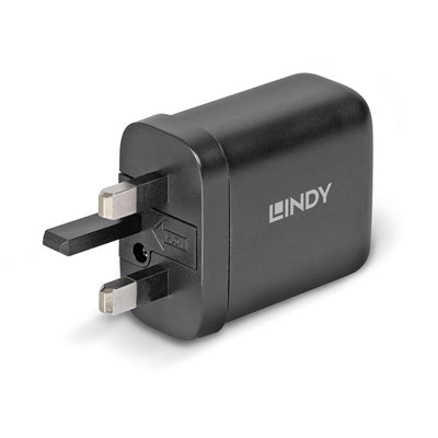 Lindy 65W Dual USB-C GaN Charger | UK Plug | PD 3.0 | Quick Charge 4.0