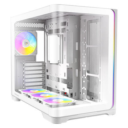 Antec, Antec Constellation C5 Curve Mid-Tower Case, ATX/mATX/ITX, 4x 120mm ARGB PWM Fans, Curved Tempered Glass, Dual Chamber, White, Mid Tower