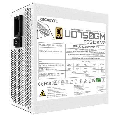 GIGABYTE GP-UD750GM 750W V2 ICE, 80 Plus Gold Certified Fully Modular Power Supply
