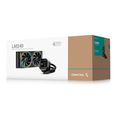 DeepCool, DeepCool LM240 Liquid CPU Cooler with 2.4" IPS Display, 240mm AIO, Dual 120mm ARGB Fans, Anti-Leak Technology, PWM Pump, Intel LGA 1851/1700 & AMD AM5 Compatible, Black, Intel: LGA 1851, LGA 1700, LGA 1200, LGA 1151/1150/1155AMD: AM5, AM4