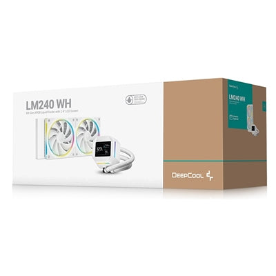 DeepCool LM240 White, 240mm AIO Liquid CPU Cooler, 2.4" IPS Display, Dual 120mm ARGB PWM Fans, Anti-Leak, Intel LGA1851/1700/1200/1151 & AMD AM5/AM4