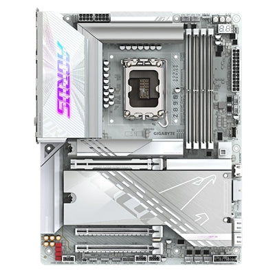 GIGABYTE, GIGABYTE Z890 AORUS PRO ICE Intel LGA1851 ATX Motherboard, 4x DDR5, 5x M.2, PCIe 5.0, Wi-Fi 7, 5GbE LAN, - Intel® Z890 Express Chipset, ATX Form Factor; 30.5cm x 24.4cm