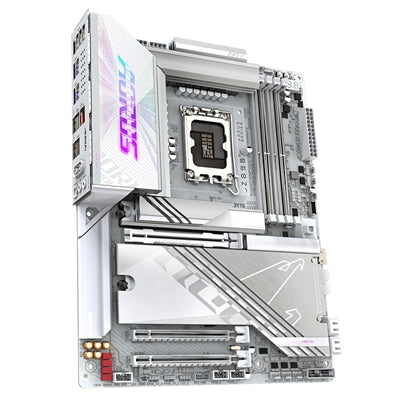 GIGABYTE, GIGABYTE Z890 AORUS PRO ICE Intel LGA1851 ATX Motherboard, 4x DDR5, 5x M.2, PCIe 5.0, Wi-Fi 7, 5GbE LAN, - Intel® Z890 Express Chipset, ATX Form Factor; 30.5cm x 24.4cm