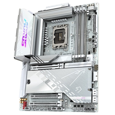 GIGABYTE, GIGABYTE Z890 AORUS PRO ICE Intel LGA1851 ATX Motherboard, 4x DDR5, 5x M.2, PCIe 5.0, Wi-Fi 7, 5GbE LAN, - Intel® Z890 Express Chipset, ATX Form Factor; 30.5cm x 24.4cm
