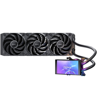 Antec, Antec Vortex View 360 Black AIO Liquid CPU Cooler, Massive 5-Inch Rotatable IPS LCD Display, 9th Gen Asetek Pump for 400W TDP, Triple 120mm PWM Fans,  ARGB Backglow, Intel: LGA115X / 1200 / 1700 / 1851AMD: AM4 / AM5