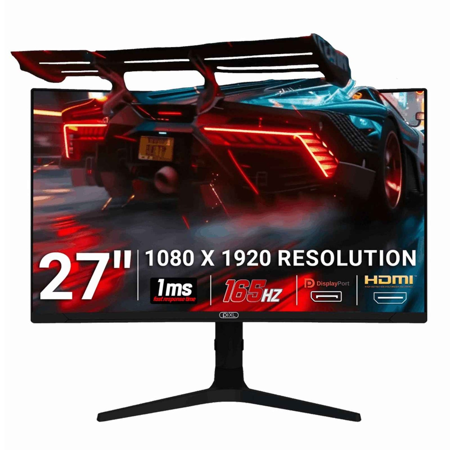 piXL CM27C7 27 Inch 165Hz Full HD Curved HDR Widescreen Gaming Monitor with AMD Freesync & NVidia G-Sync, 1ms Response Time, 165Hz Refresh Rate, DisplayPort, HDMI, USB-A, VESA Mount & Height Adjust