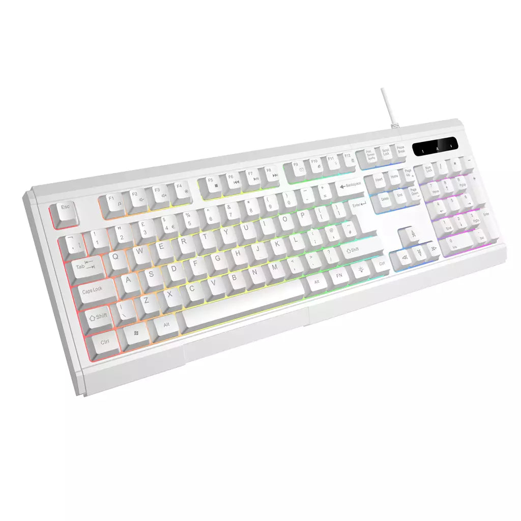 Vida Gamer 4-in-1 RGB Gaming Desk Kit - Keyboard, Mouse, Headset & Mat, White