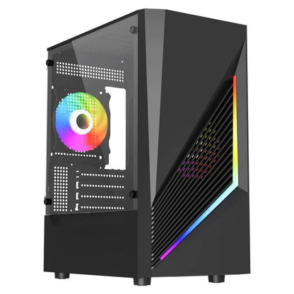 Vida Genesis Micro ATX Case, Tempered Glass, ARGB, 2x 120mm Fans, USB 3.0, Black