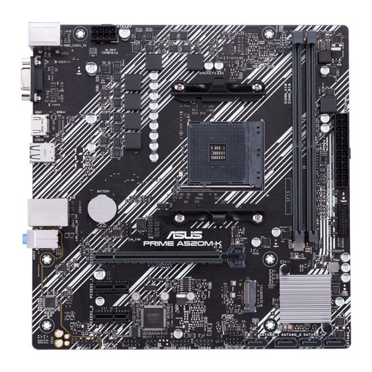 ASUS Prime A520M-K AMD AM4 Micro-ATX Motherboard, 2x DDR4, M.2 PCIe 3.0, 4x SATA, HDMI 2.1, GbE LAN