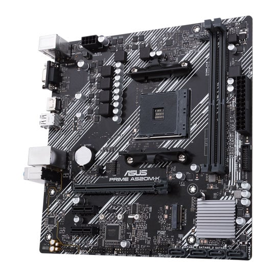 ASUS Prime A520M-K AMD AM4 Micro-ATX Motherboard, 2x DDR4, M.2 PCIe 3.0, 4x SATA, HDMI 2.1, GbE LAN