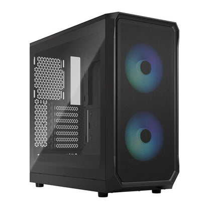 Fractal Design Focus 2 RGB Midi Tower Case, ATX/mATX/Mini-ITX, 2x 140mm RGB Fans, Tempered Glass, Black