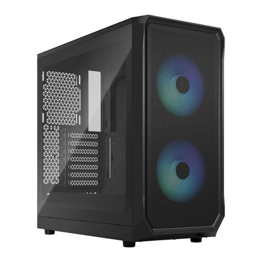 Fractal Design Focus 2 RGB Midi Tower Case, ATX/mATX/Mini-ITX, 2x 140mm RGB Fans, Tempered Glass, Black