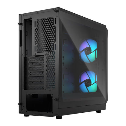 Fractal Design Focus 2 RGB Midi Tower Case, ATX/mATX/Mini-ITX, 2x 140mm RGB Fans, Tempered Glass, Black