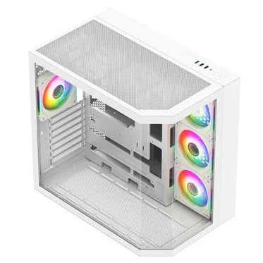Vida Edge ATX Mid-Tower Gaming Case, Tempered Glass, 4x ARGB Fans, White