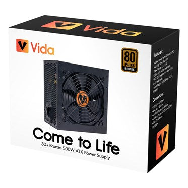 Vida ATX-500W 500W 80+ Bronze ATX Power Supply, Black