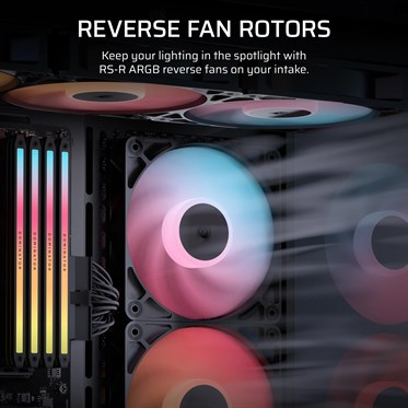 Corsair RS120-R ARGB Reverse Rotor 120mm Case Fan | 3-Pack | Black