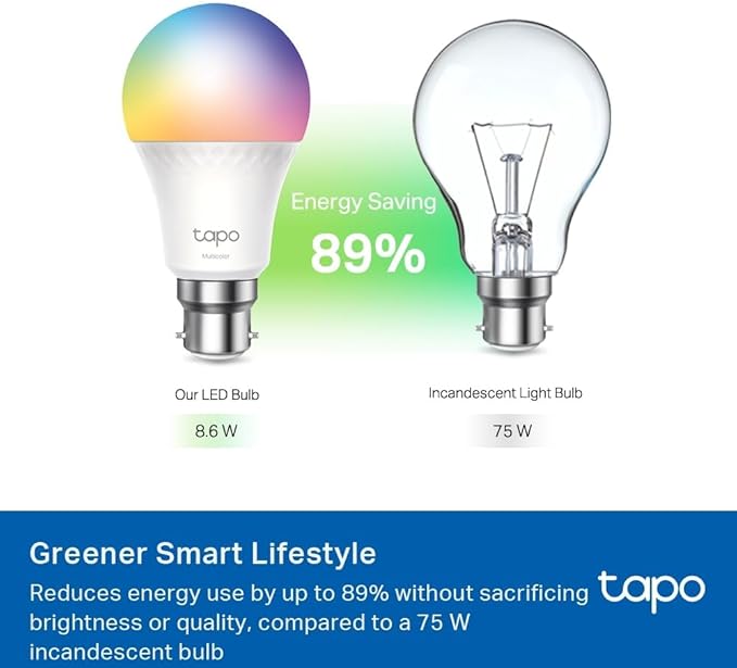 TP-Link Tapo L535B Smart Wi-Fi LED Bulb B22 - Multicolour, 1055lm, Matter, Alexa & Google