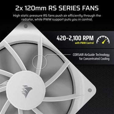 CORSAIR NAUTILUS 240 RS LCD AIO Cooler | 480x480 IPS Display | 2x 120mm | LGA1851 / AM5 | White