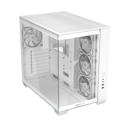 ASUS A32 PLUS ARGB Dual-Chamber ATX Mid Tower Case | 270° Panoramic | 4 ARGB Fans | White