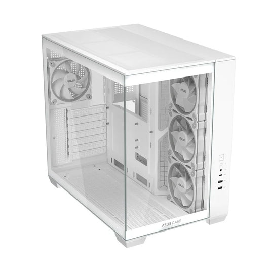 ASUS A32 PLUS ARGB Dual-Chamber ATX Mid Tower Case | 270° Panoramic | 4 ARGB Fans | White