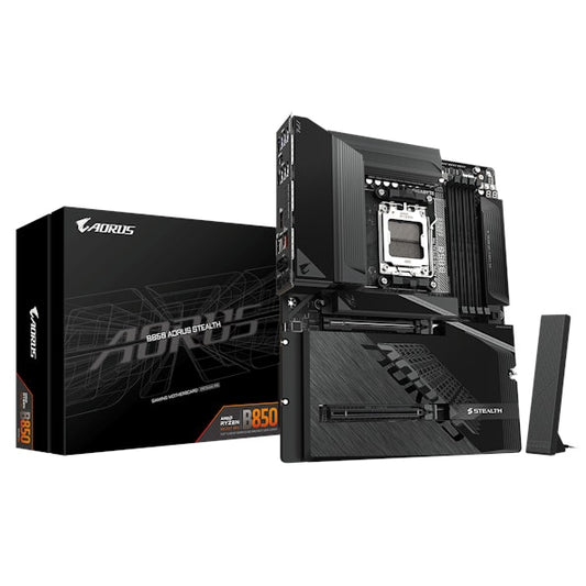 GIGABYTE B850 AORUS STEALTH AMD AM5 ATX Motherboard, 4x DDR5, 4x M.2, PCIe 5.0, Wi-Fi 7, 5GbE LAN