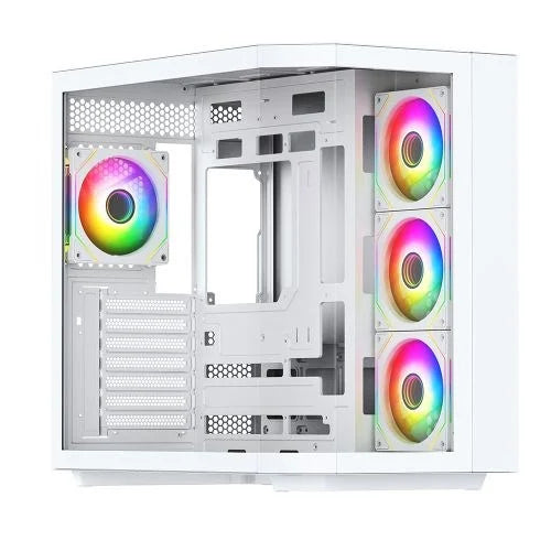 Vida Edge ATX Mid-Tower Gaming Case, Tempered Glass, 4x ARGB Fans, White