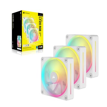 Corsair iCUE LINK LX120 RGB 120mm PWM Case Fan | 2400 RPM | White | 3-Pack