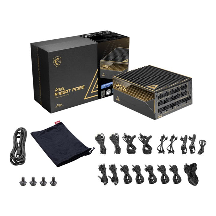 MSI MEG AI1600T PCIE5 | 1600W | ATX | 80 PLUS Titanium | Fully Modular | PCIe 5.0 | PSU