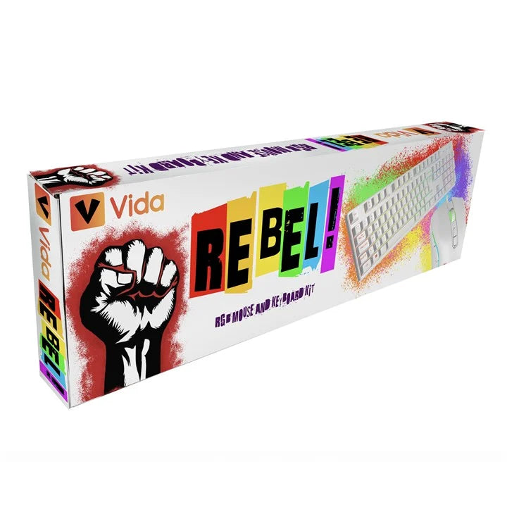 Vida Rebel 2-in-1 RGB Gaming Keyboard & Mouse Combo - UK QWERTY, White